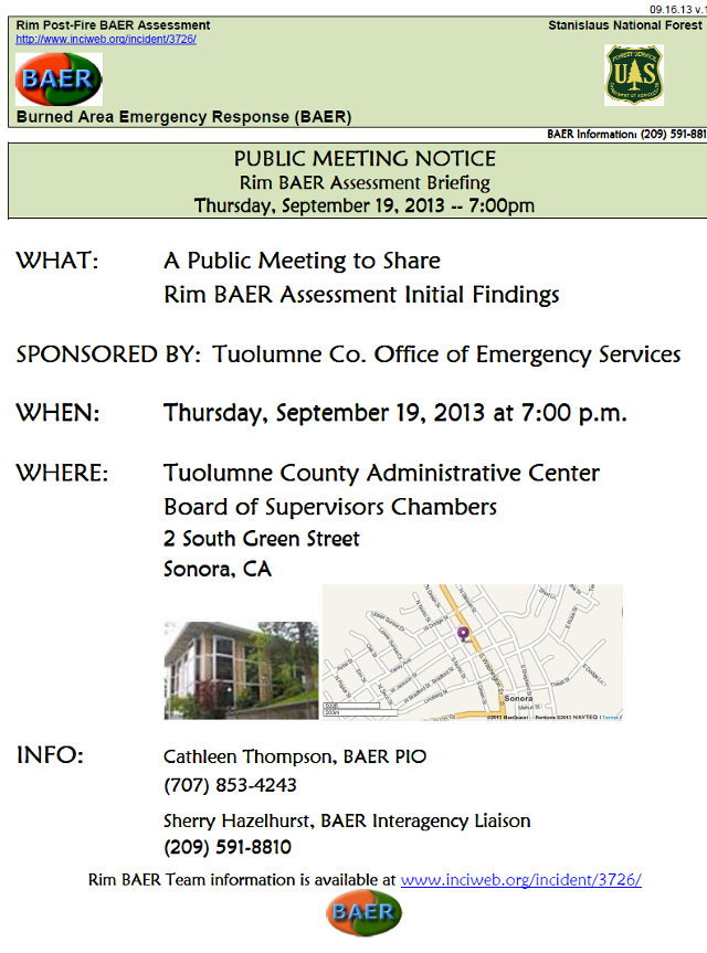 Rim BAER Public Meeting Notice -- September 19, 2013 @ 7pm