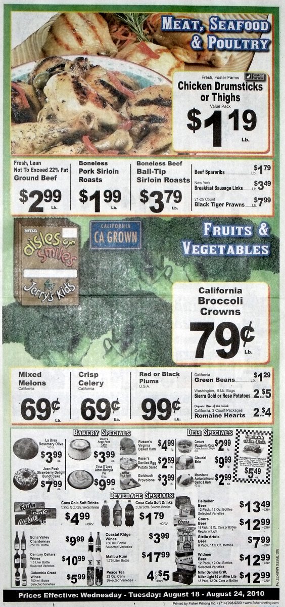 Big Trees Market Weekly Ad for August 18  - August 24, 2010