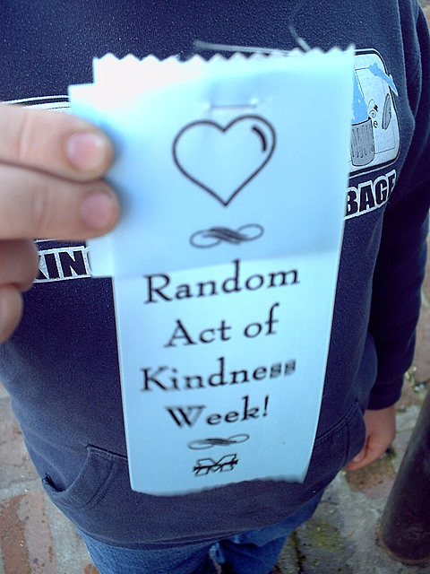 Several Michelson Elementary School students handed out kindness ribbons on Friday in honor of 